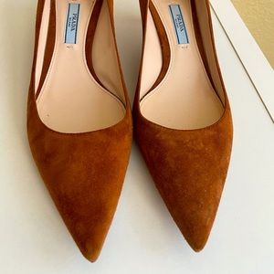 Prada Brown Suede Kitten Heels